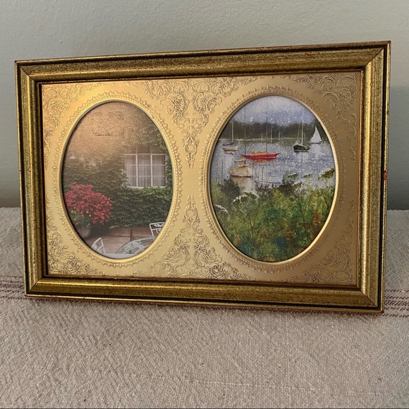 Vintage ‘80s Victorian Retro Gold Frame Two Ovals